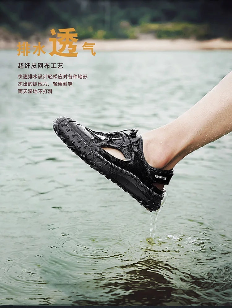 Summer Men Sandals Genuine Leather Mens Casual Shoes Outdoor Men Leather Sandals for Men Beach Shoes Roman mens Shoes