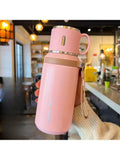 304 Stainless Steel Vacuum Insulated, Portable Thermal Water Bottle With Cup Lid & Carry Strap, Leakproof Hot Cold Flask For Travel Outdoor Office