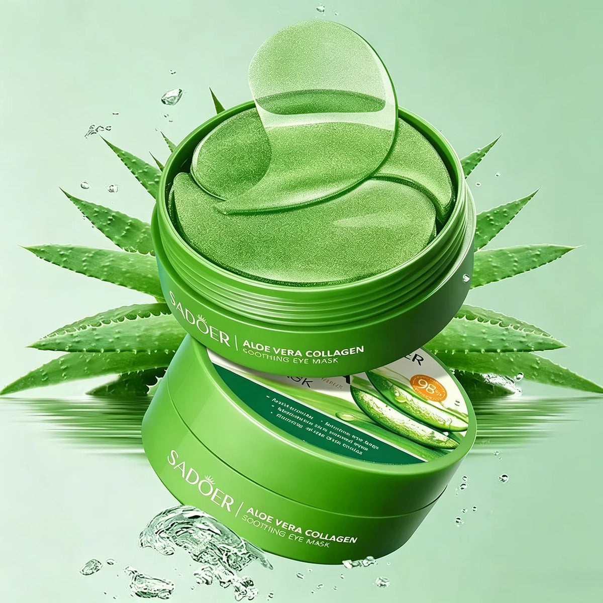 SADOER Aloe Vera Collagen Eye Mask 60pcs Hydrating Moisturizing Firming Reduce Dark Circles Under Eye Pads Skin Care