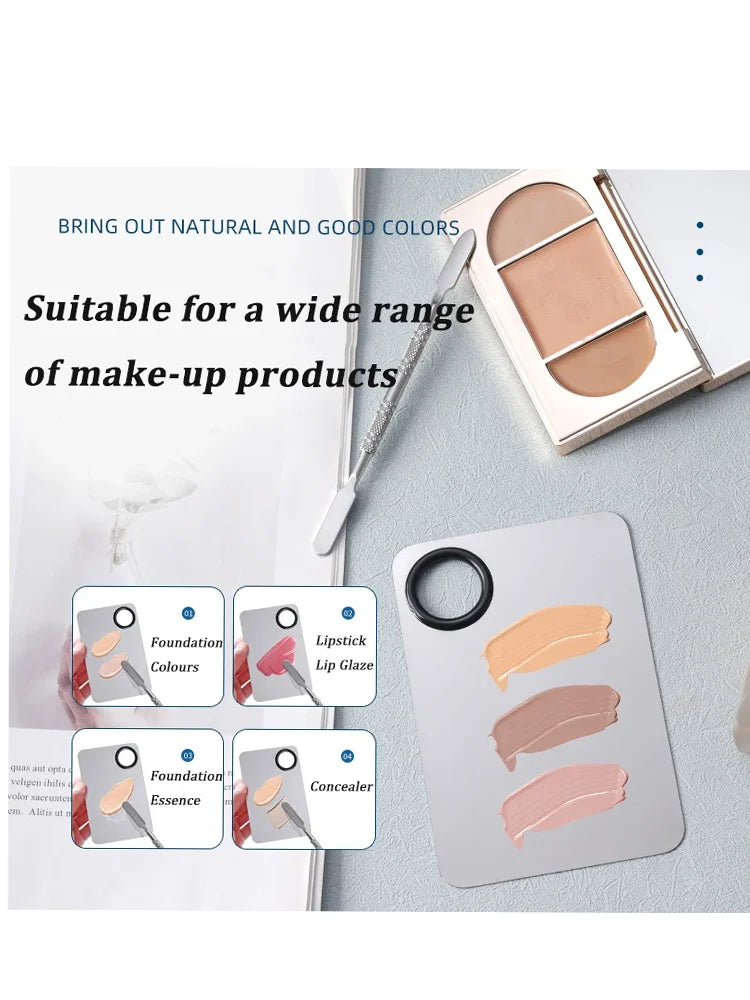 Makeup Mixing Palette Foundation Lipstick Eye Shadow Stainless Steel Mixer Palette with Spatula Mixing Stick Beauty Tools Nail-A