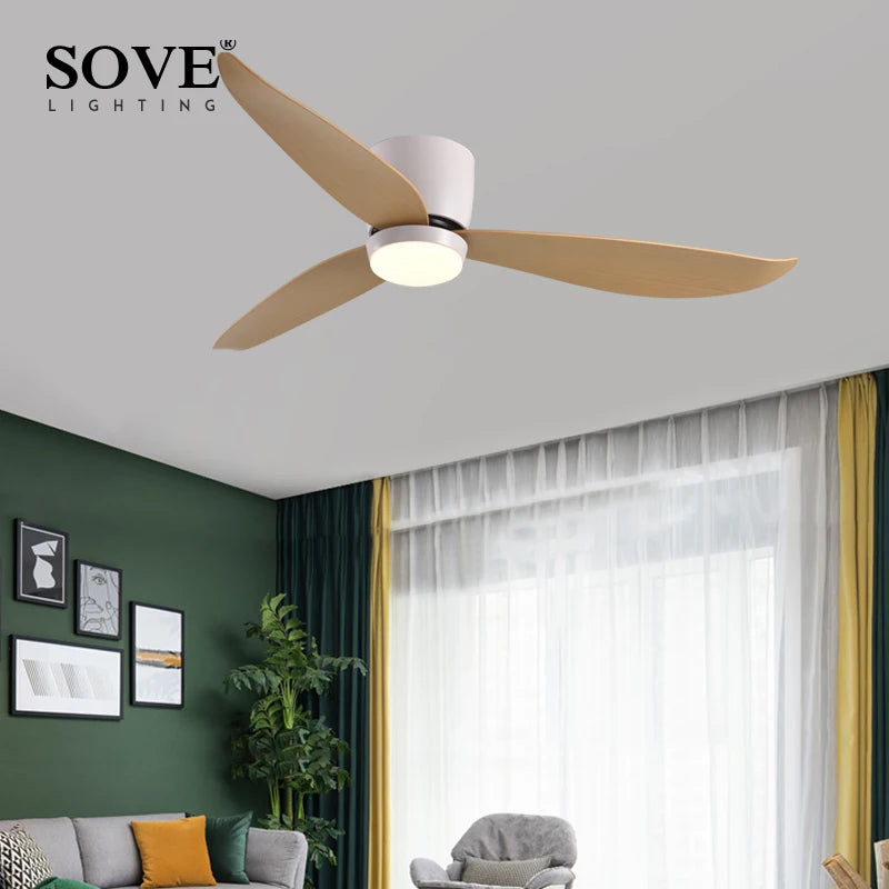 SOVE Modern Led Ceiling Fan Kitchen Living Room Dining Room Household High Air Volume Remote Control Pendant Light