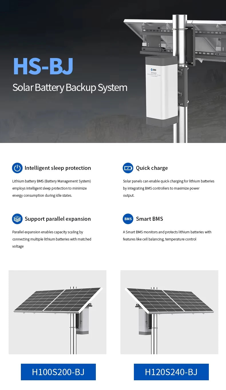 Solar Panel 100AH Lithium Battery Backup System for Communication Network Outdoor