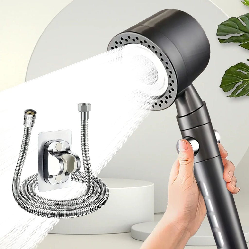 New High Pressure Water Saving Filter Shower Head 5 Modes Handheld Shower Head One Button Stop Bathroom Accessories Set