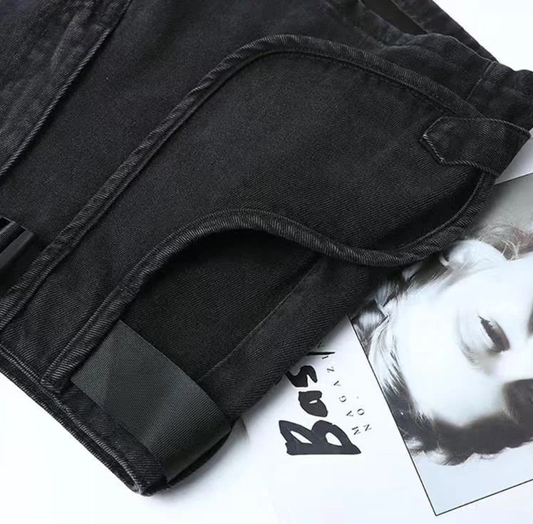 Punk Womens Denim Shorts Cargo Black Biker Short Pants For Women To Wear With Waist Pocket Outdoor Offer High Quality Hot Jeans