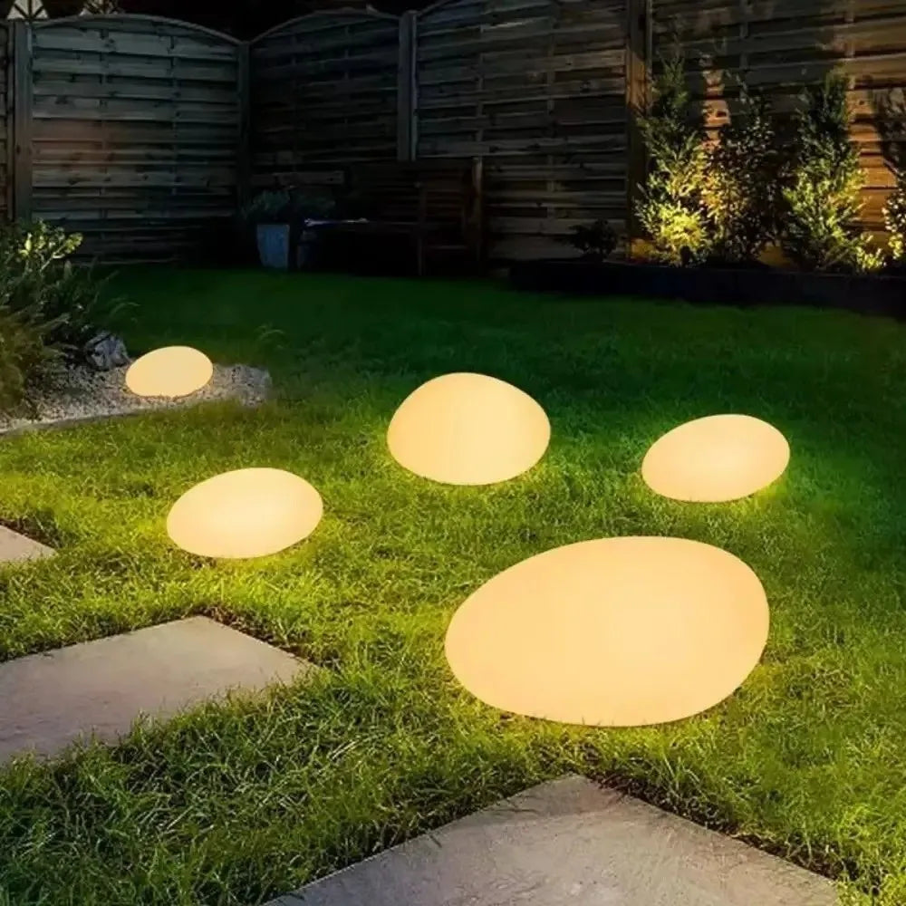 LED Solar Stone Light Solar Powered Decorative Frosted Glass Ground Lamp Waterproof Outdoor Waterproof Lantern Garden