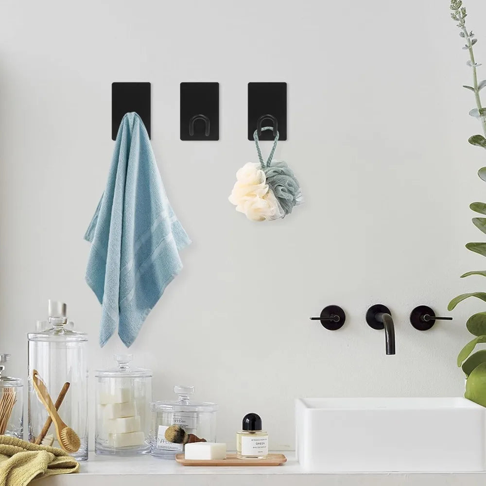 Self Adhesive Hooks Heavy Duty Stainless Steel Towel Hooks No Drill Shower Wall Hooks for Hanging Hat Coat Key Home Accessories