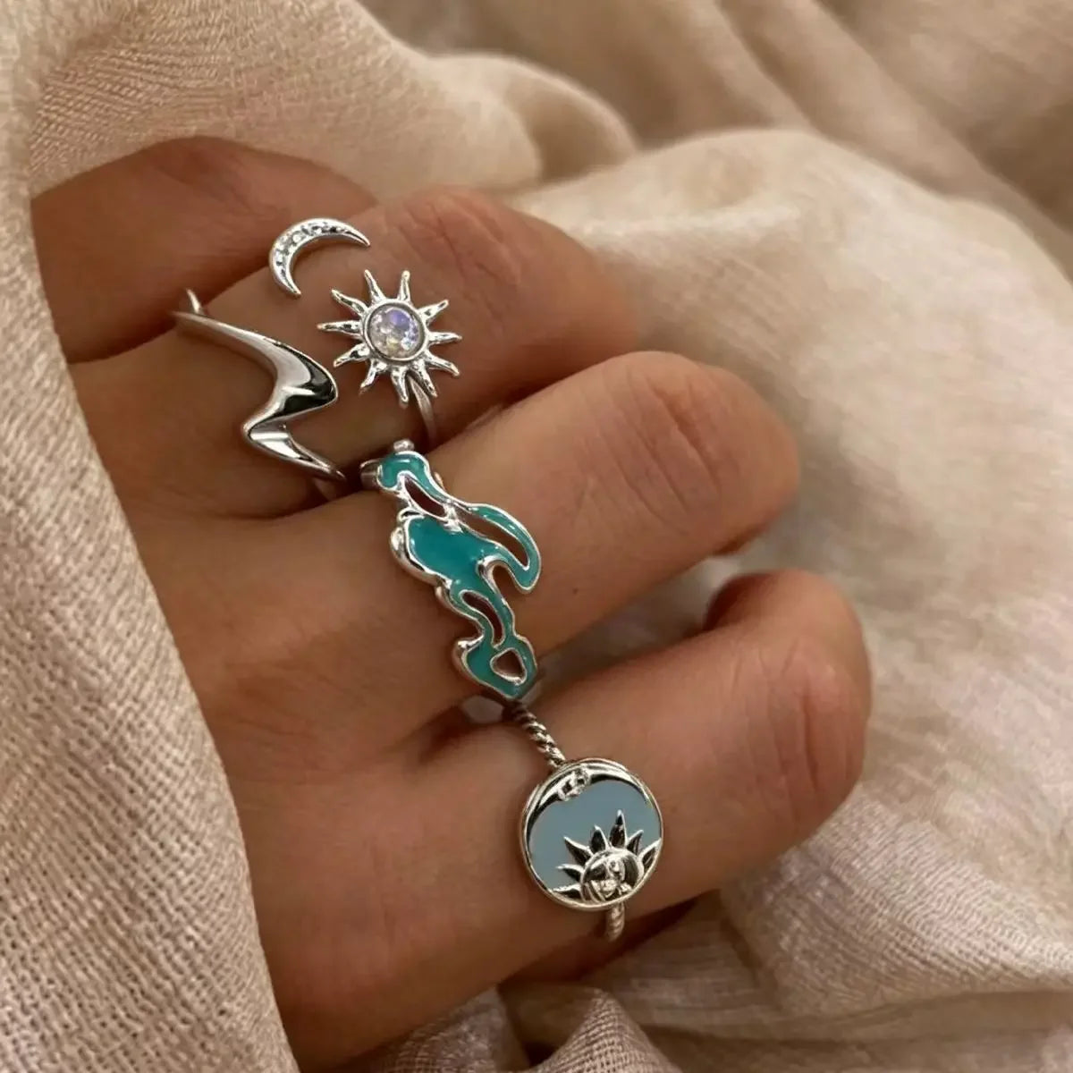 3pcs Set New Fashion 925 Sterling Silver Cute Guppy Ring Stacking Finger Ring, Animals Adjustable Open Rings Birthday Gift