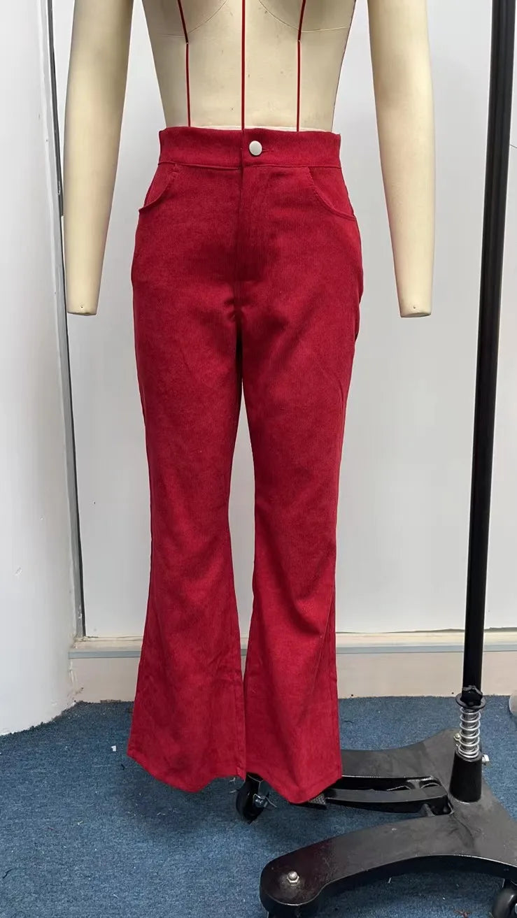 Women's Pants Spring New Elegant Trousers Bootcut Pant Fashion Slim High Waist Casual Trousers Solid Street Long Flare Clothing