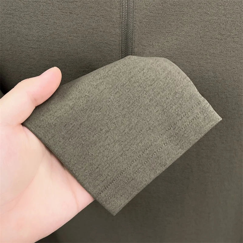 Luxury Men's Brand Spring High Quality T-Shirt Mock Neck Zipper Printing Long Sleeves Hoodie Leisure Fashion Men's Clothing Tops