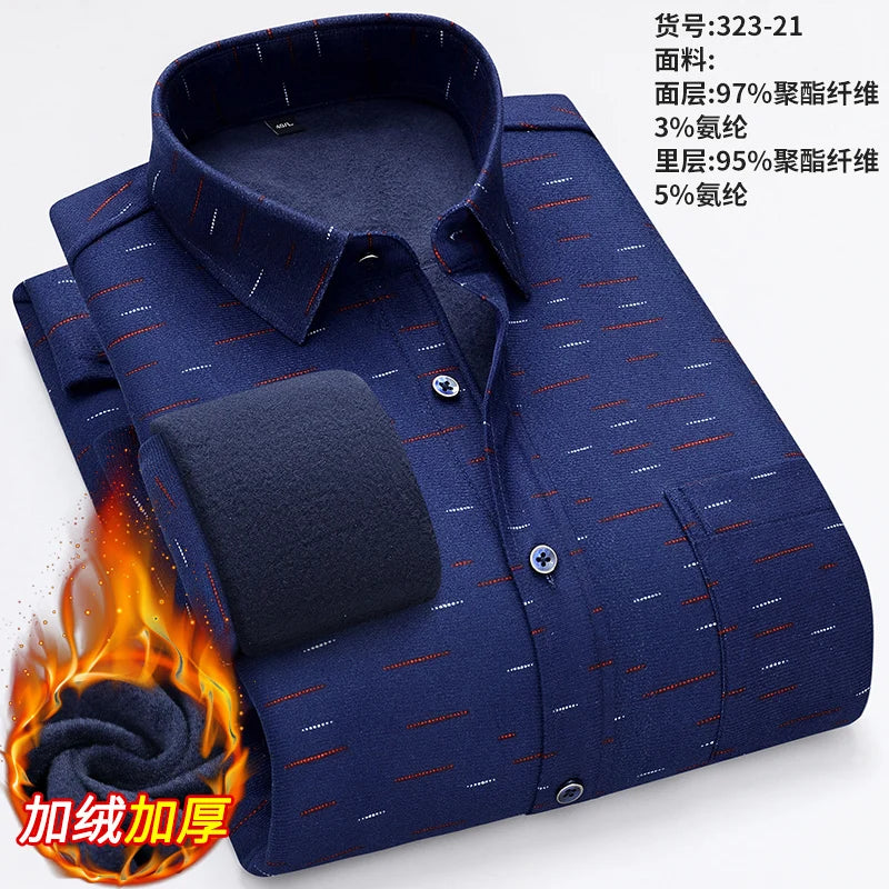 New Men's Autumn Winter Casual Long Sleeve Plaid Shirts Thick Warm Male Casual High Quality Soft Plus Size Business Check Shirts