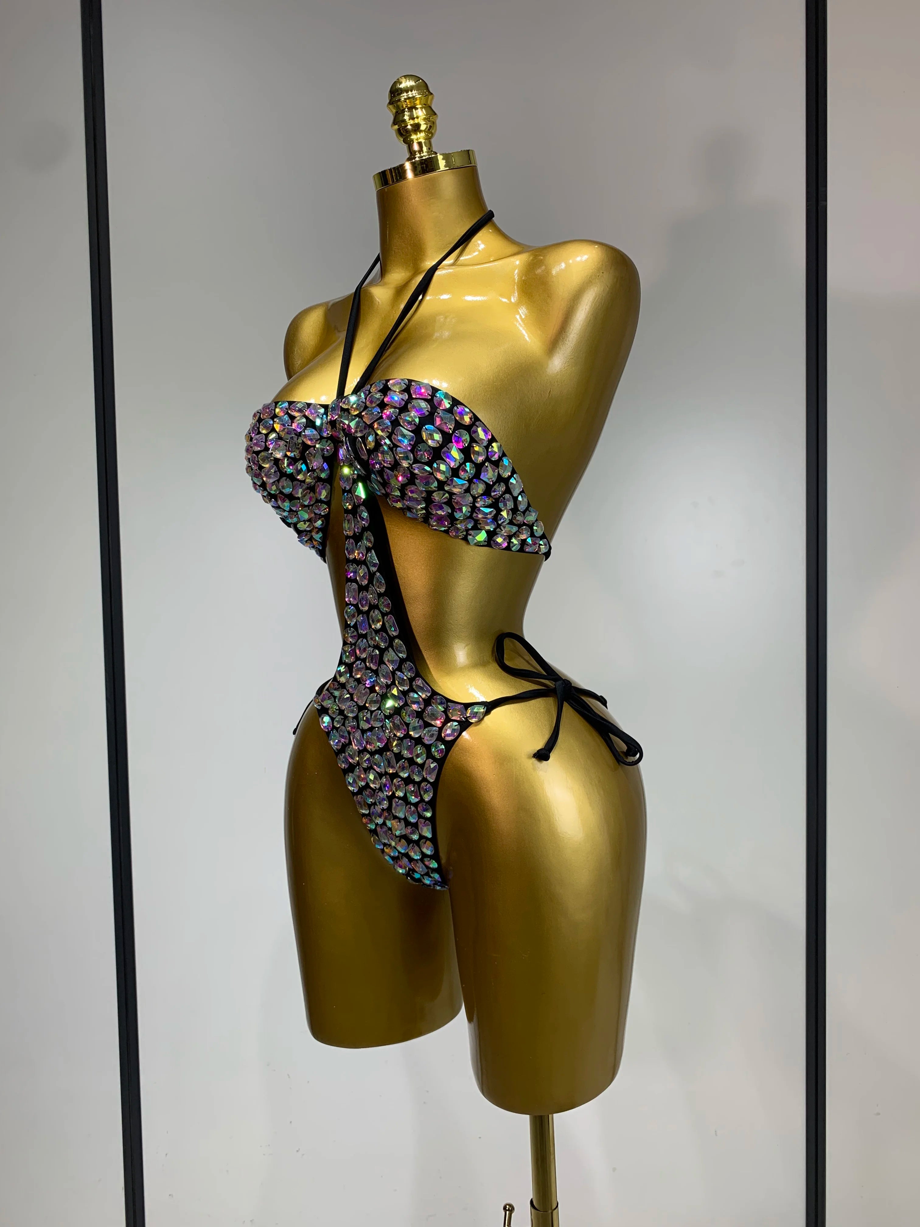 Newest Crystal Bikini Swimwear Fashion Bar Bikini Blingbling Swimwear Bikini Popular Bathingsuit Bikini Nightclub Stage Outfit