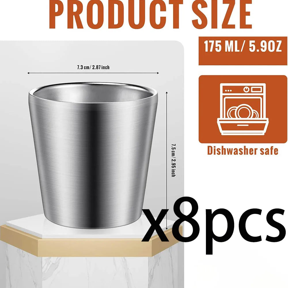 Stainless Steel Cups Double Wall Tumbler Glasses Stackable Glasses Metal Drinking Cups Insulated Drinking Glasses Reusable