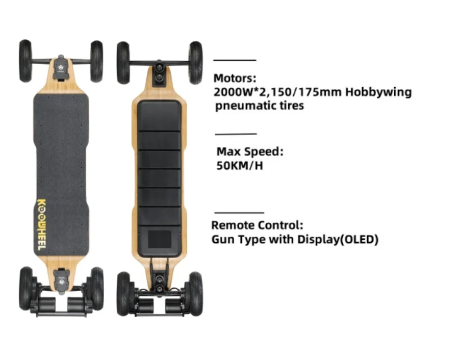 3500W*2 Belt Motor 15Ah Battery High Speed Electric Maple Bamboo Deck 50KM Range Mountain Long Board Skateboard