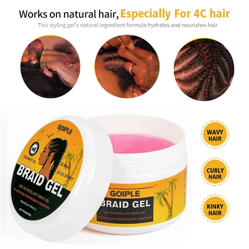 Braiding Gel Strong Hold Neat Braid Gel Hair Braid Gel for Braids Hair Mousse for Braids Styling Product Braid Mousse