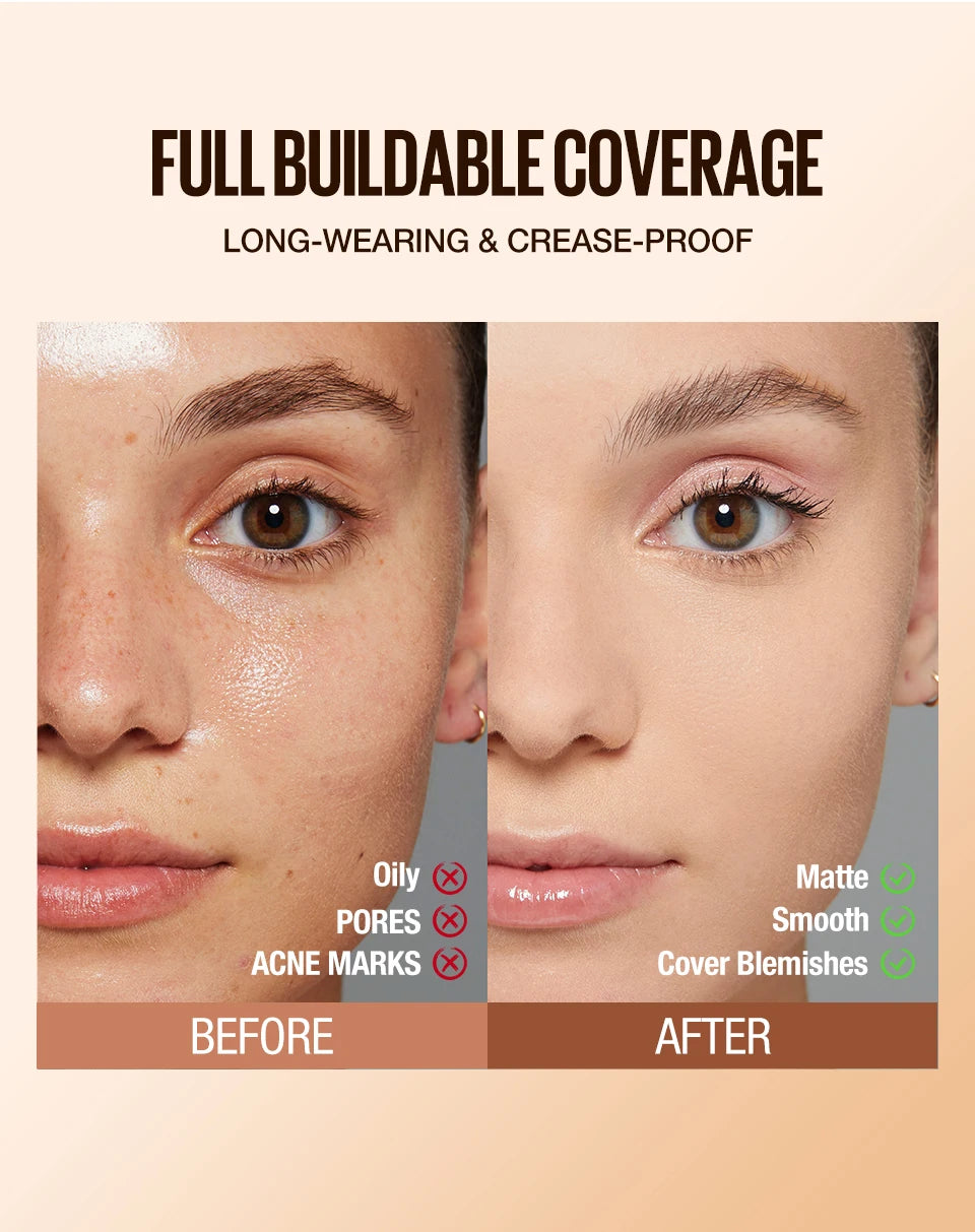 Moisturizing Foundation, Concealer, Waterproof Face Makeup Base, Suitable for Women's Makeup, Halloween Gift