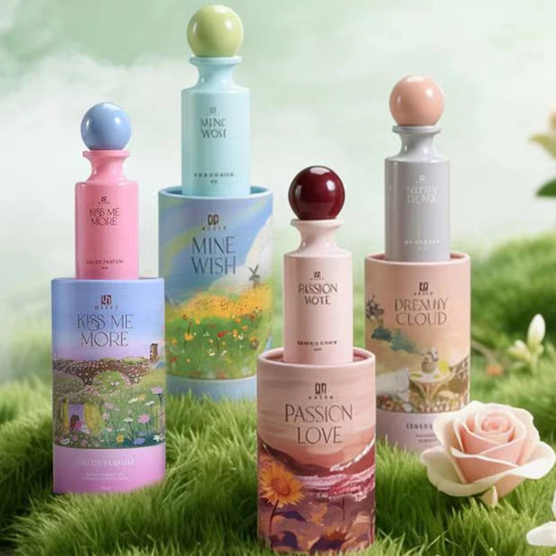 Luxury Floral Fruity Perfume,Cylindrical Gift Box Women's Scent,Rose/Jasmine/Sandalwood/Amber/Vanilla/Musk/Raspberry Fragrance