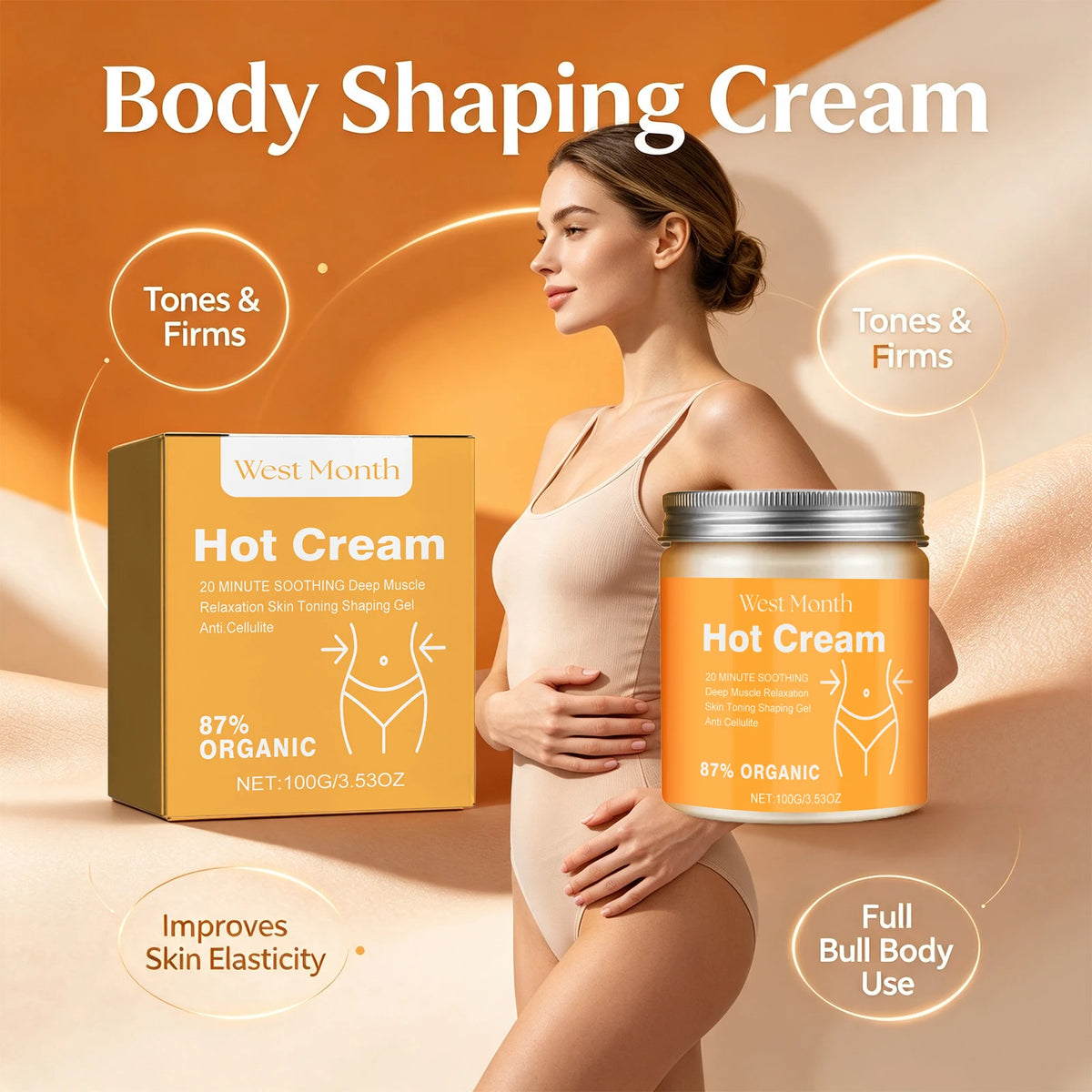 Hot Cream for Arms Legs and Belly Firming Body Sagging Skin Anti Cellulite Shaping Cream Tighten Nourish Dry Skin Massage Cream