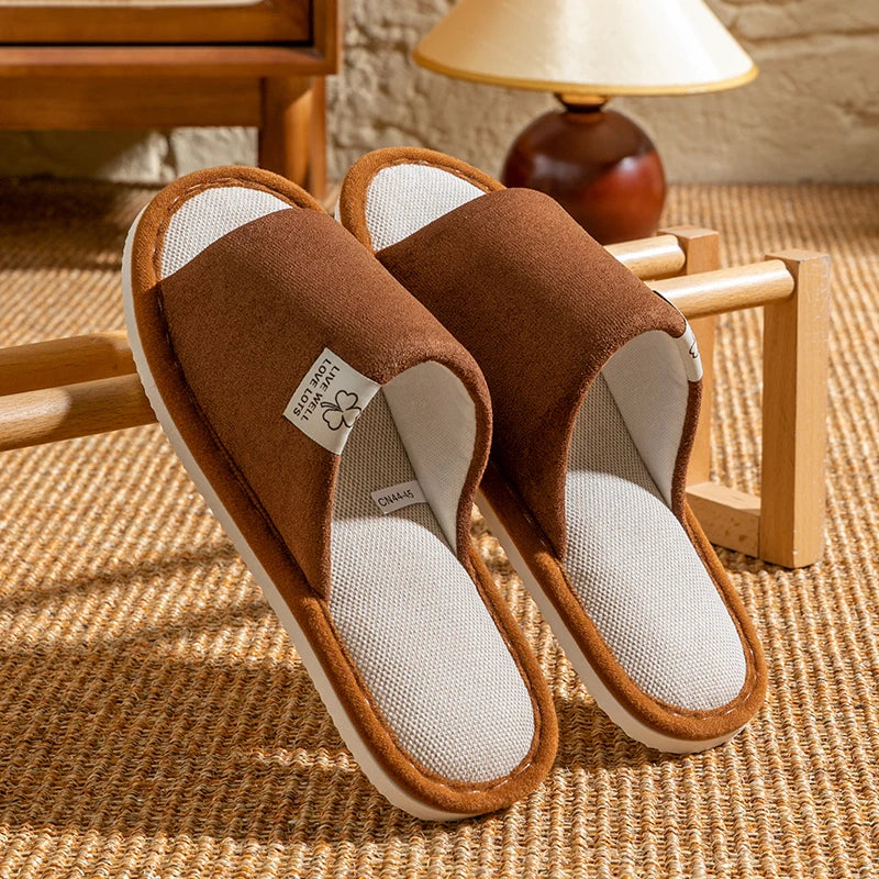 Slippers for Men，Non-Slip Soft-Soled Indoor House Slippers for Spring&Summer, All-Season Linen Home Comfortable Slippers