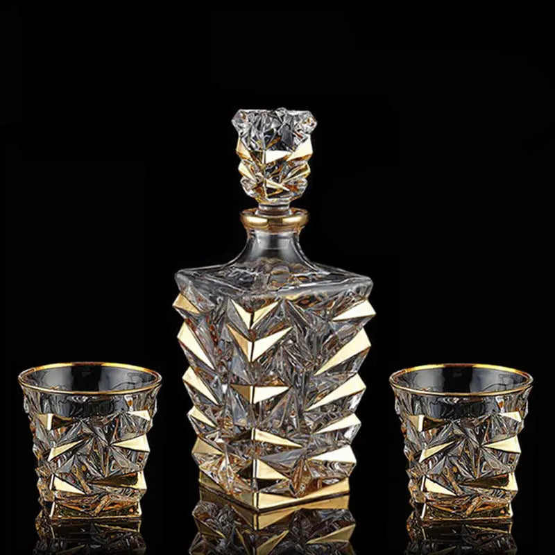 DSA crystal glass wine bottle gold-painted creative household whiskey bottle with lid white red wine decanter