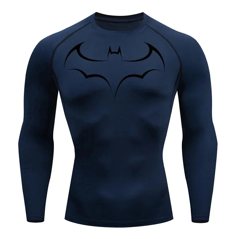 Bat Printed Men's Tight T-Shirt Running Compression Compression T Shirt Gym Fitness Jogging Short Sleeve Male Casual Shirt Tops