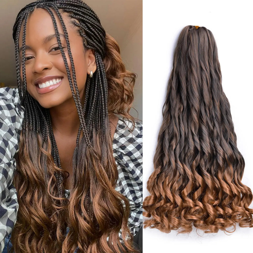 French Curly Braiding Hair 22Inch Synthetic Curly Braiding Hair Pre Stretched Loose Wavy Curl Braiding Hair Extensions For Women
