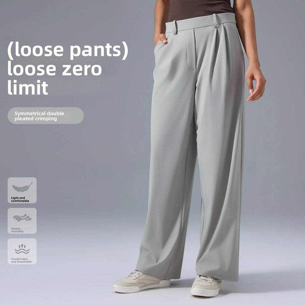Women's Slimming Wide Leg Pants Loose Fit Breathable Thin Straight Tube Casual Sports Pants Versatile Comfortable