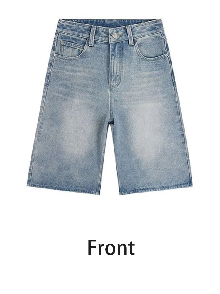 Women's Retro Casual Jeans  Summer New Wide-Leg Pants  High-Waisted Plus-Size Pear-Shaped Body-Camouflaging Straight Leg Pants