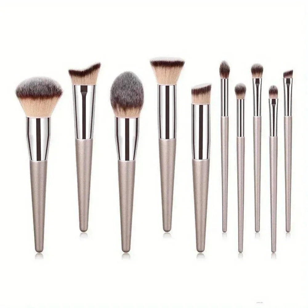 10 Makeup Brush Set Professional Foundation Concealer Powder Eyeshadow Blush Brush Blending Cosmetic Beauty Tool for Face & Eye