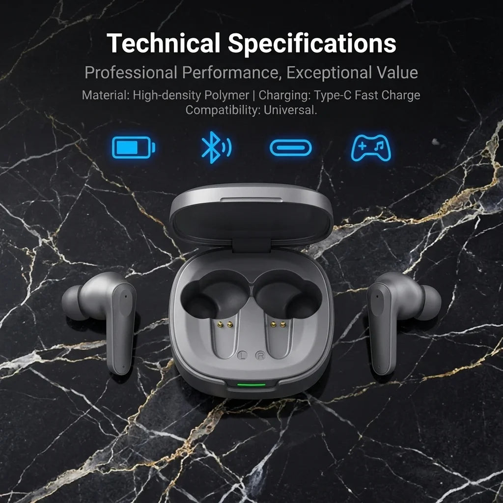 Wireless Bluetooth Earphones Low Latency Game Music Headphones Long Playback Headset HiFi Stereo TWS Gaming Earbuds HD Call Mic