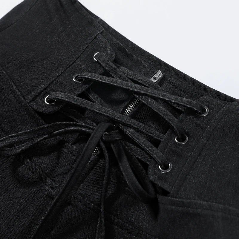 Street Denim Top Pants Women Set Short Sleeve Stand Collar Coats Wide Leg Trousers 2026 Summer Autumn 2 Pieces Set Women New