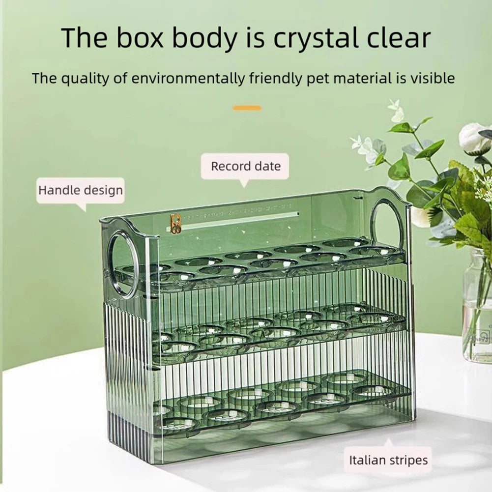 Kitchen Egg Holder,Large Capacity Egg Fridge Storage Box,Multi-Layer Egg Tray Organizer,Space Saving Fridges Egg Container