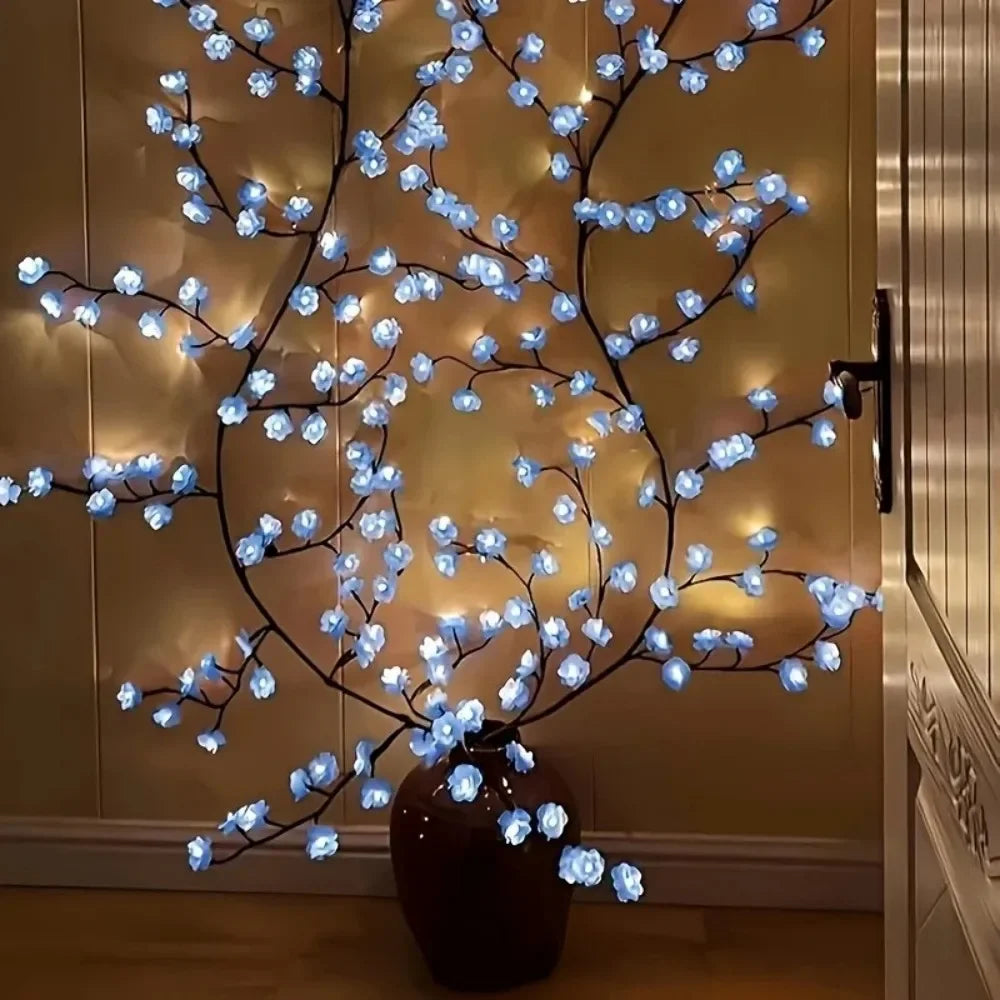 72/96/144 LED Cherry Blossom Branch Lights USB Pink Flower Fairy Lights Indoor Bedroom Wedding Garden Aesthetic Decor String