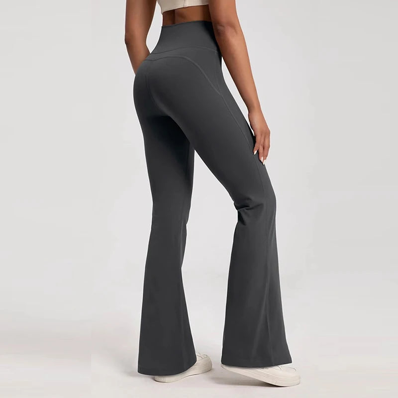 Women's High-Waisted Flared Pants, Elastic Waist, Cinching Hip-Lifting, Casual Yoga Pan for All-Season Exercise and Outdoor Wear