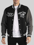 New York Art Letter Creative Printing Man Tops Basics Comfy Baseball Uniform Oversized High Street Menswear Autumn Winter Jacket