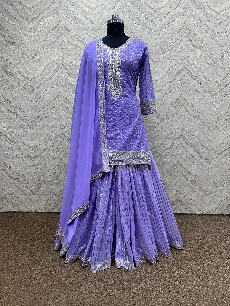 Fulpari Indian Ethnic Wear Heavy Faux Georgette Sharara Salwar Kameez Suit Embroidery Work Dupatta Set Women Party Festival