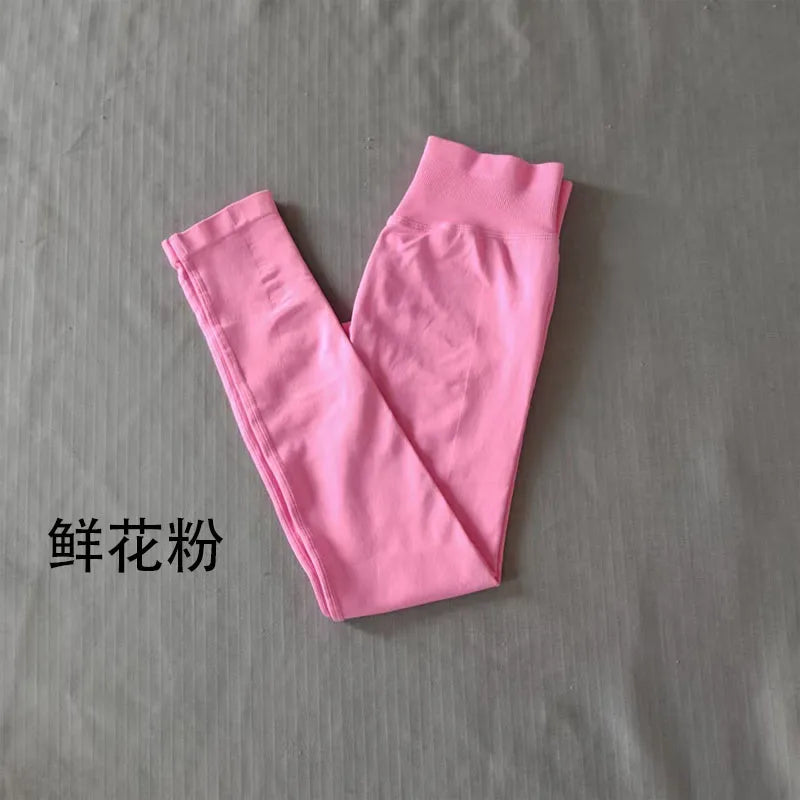 Denyf Seamless Sports Leggings Women's Hip Yoga Leggings Quick-Drying Fitness Tights Solid Color Training Hip Customizable Label