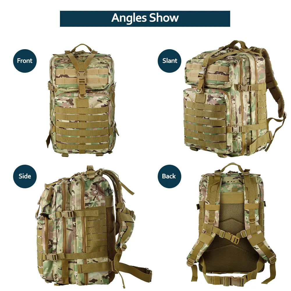 50 Liters Outdoor Tactical Dual Shoulder Large 3P Backpack Backcountry Cycling Sports Backpack Travel Attack Camouflage Multi-Fu