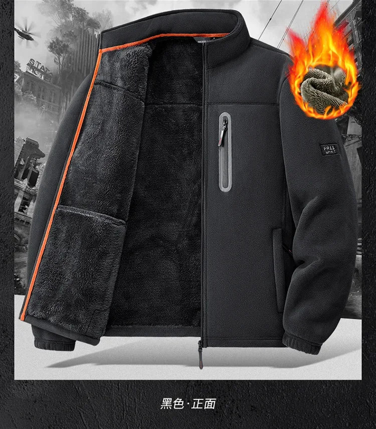 2026 Men's Outdoor Fleece Jacket Autumn Winter Thickened Polar Fleece with Added Insulation New Season Warm Casual Coat