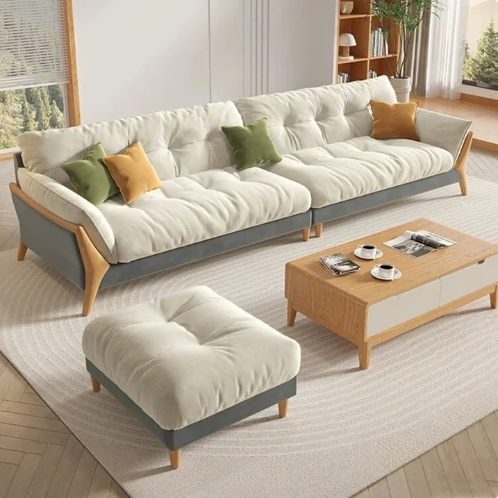 Cloud sofa for small living room cream color pure solid wood Nordic style 2 seat 3 seat sofa for 2026 new model