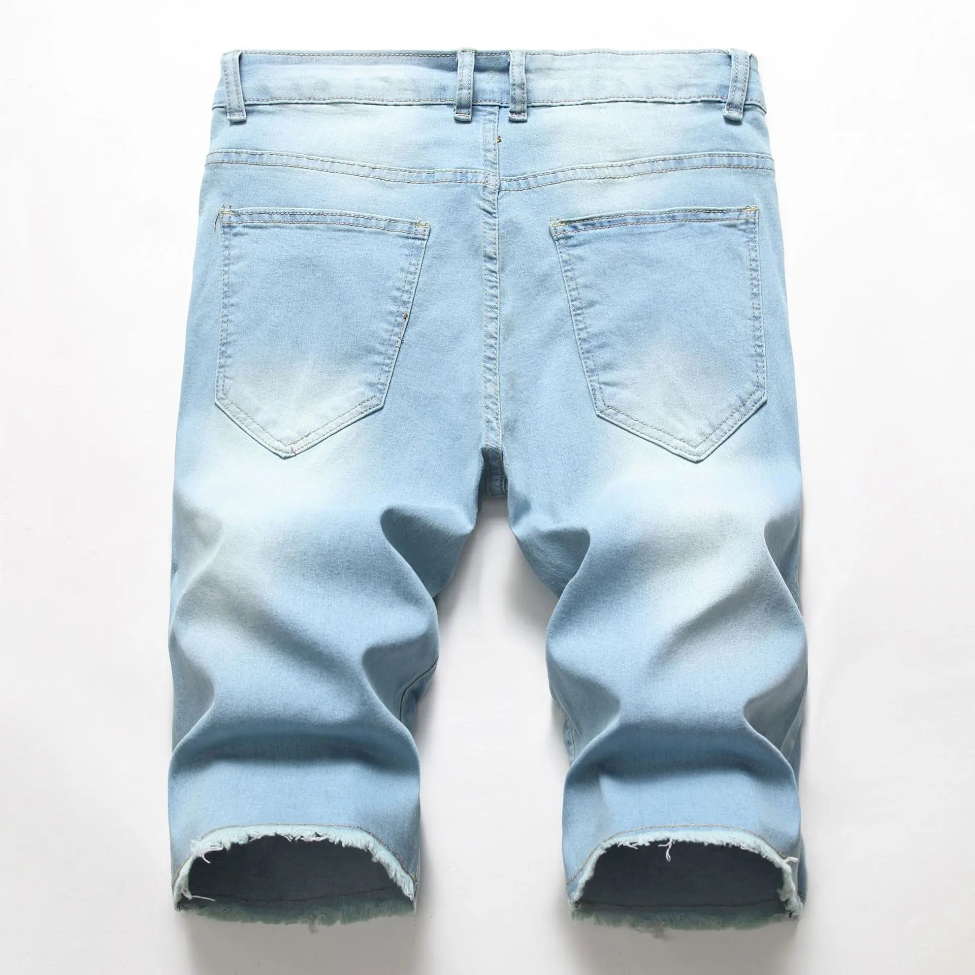 2026 New Denim Shorts for Men Fashion Casual Stretch Straight Short Jeans Men Summer Trend Holes Slim Fit Cowboy Short Trousers