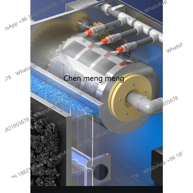 Stainless steel fish pond filter water circulation system silent backwash drum micro filter  A61