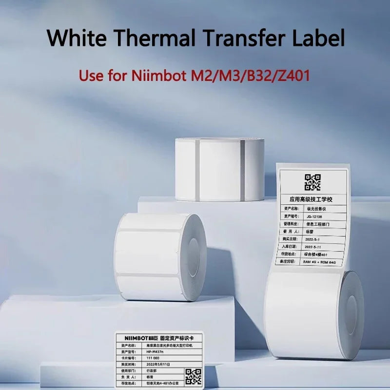 Niimbot M2/M3/B32/Z401 White Label Paper Self-adhesive Thermal Transfer Printing Waterproof Sticker for Niimbot M2/M3 Printer