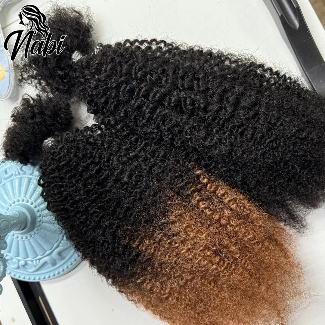 Mini Twist 4C Afro Kinky Curly Hair Bulk No Weft Crochet Human Hair Colored Bundles for Mini Braid Dreadlock Extension