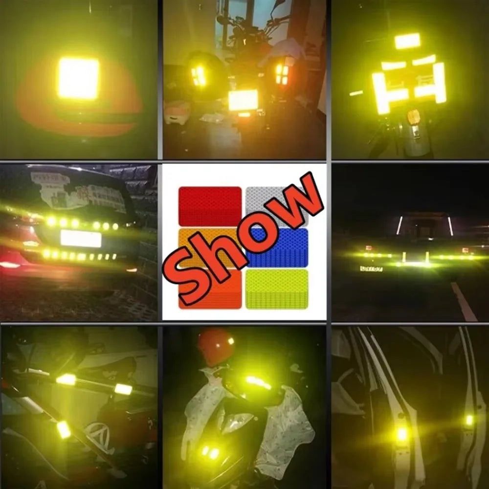 10pcs Car Bumper Reflective Stickers Reflective Warning Strip Tape Secure Reflector Stickers Decals Safety Warning