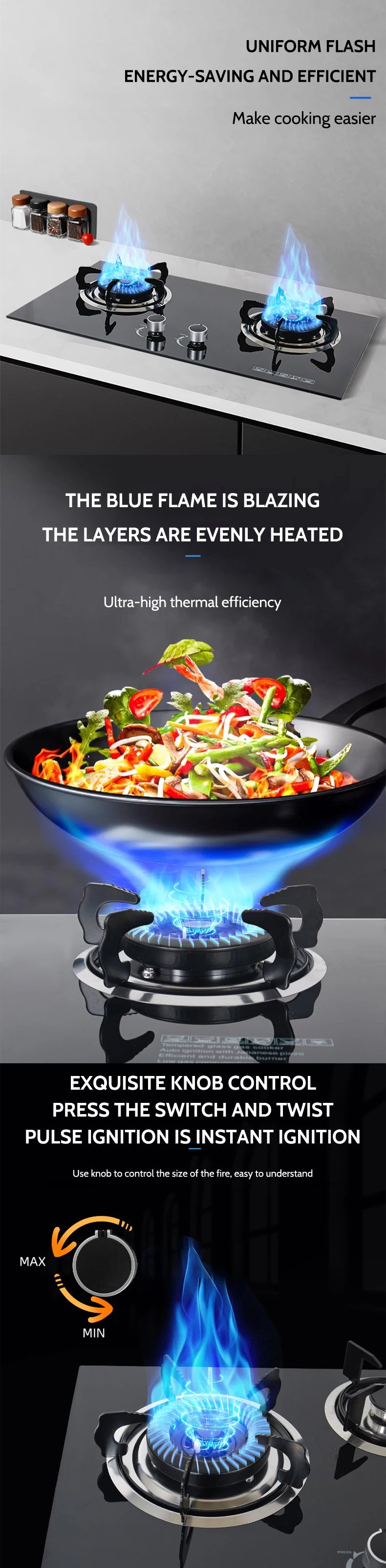 Wholesale Price High Power Gas Stove Advanced Multifunction 2 Burners for Home & Hotel Cooking Energy Efficient Class A