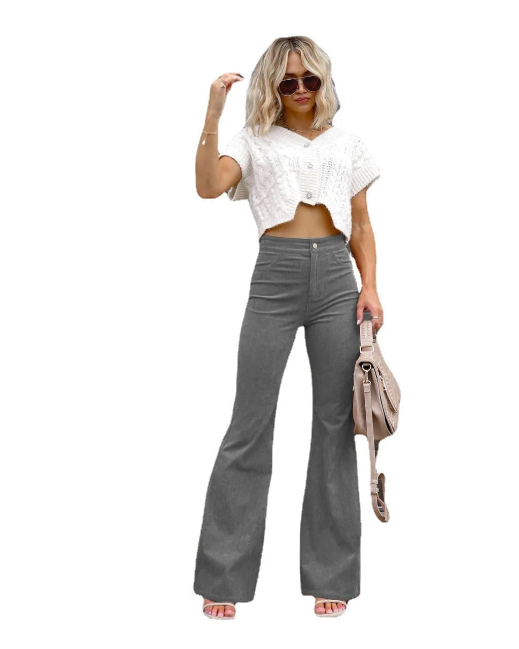 Women's Pants Spring New Elegant Trousers Bootcut Pant Fashion Slim High Waist Casual Trousers Solid Street Long Flare Clothing