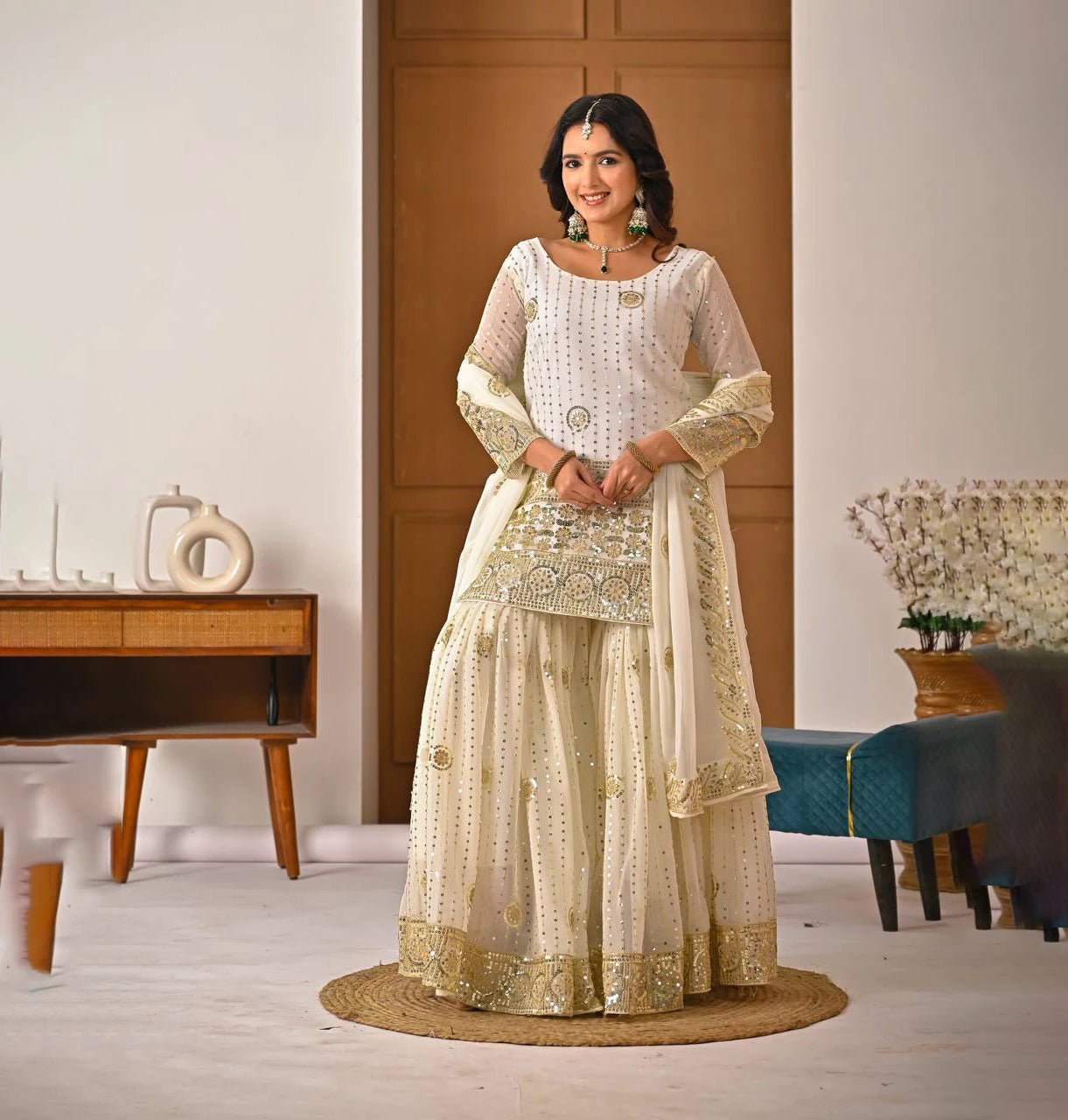 Designer Dress Georgette Material Sharara Beautiful Heavy Designer Boutique Dresses Collection Sharara Suit With Ready To Wear