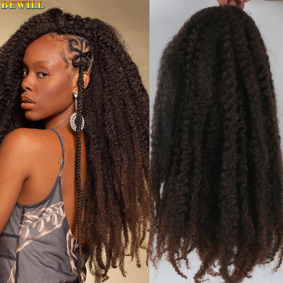 18 Inch 1-6 Packs Marley Twist Crochet Hair Black Brown to Blonde Synthetic Afro Marley Ombre Braiding Hair for Faux Locs Braids