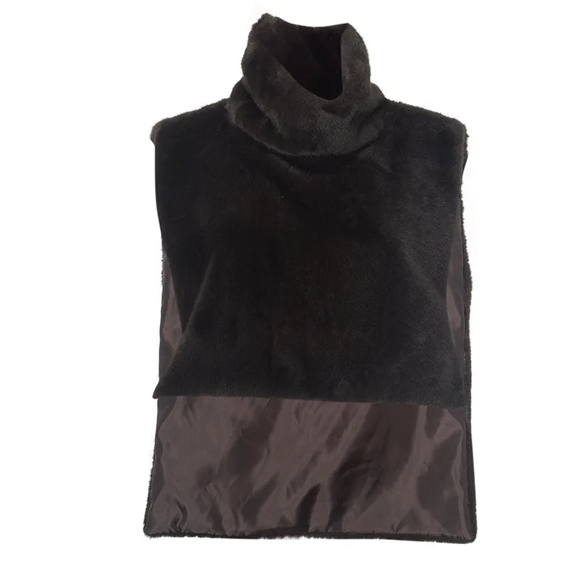 Solid Color Half Turtleneck Furry Sleeveless Top Patchwork Short Section Pullover Top 2025 Fall Woman'S Clothing Street