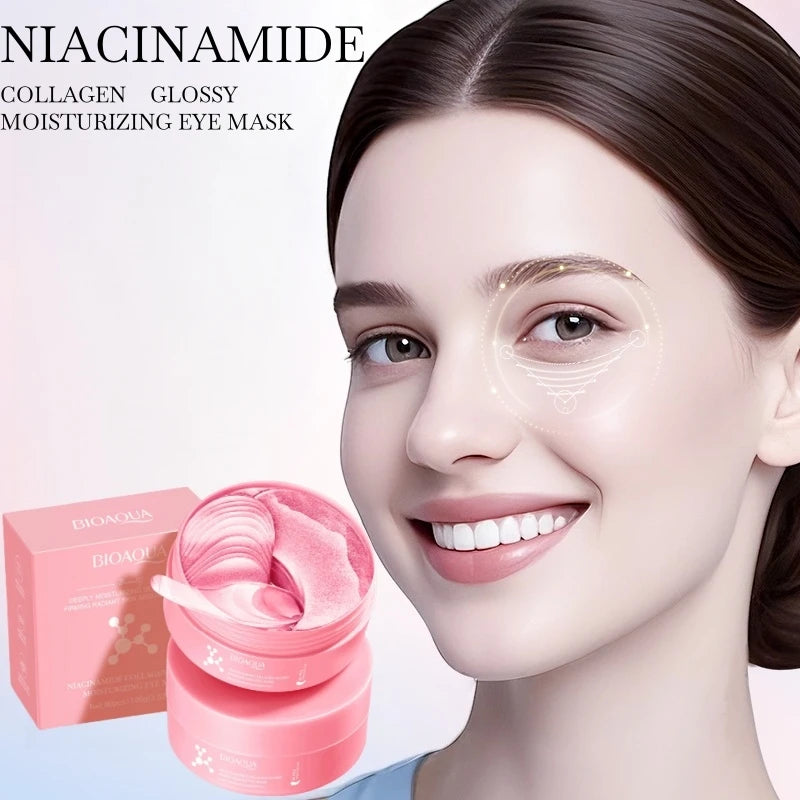 80Pcs Niacinamide Collagen Brightening and Moisturizing Eye Mask, Contains Niacinamide, Making the Skin More Radiant, Firm, and Moisturized, Providing a Glowing Effect, Improving Dry Skin Around the Eyes, Suitable for Those W